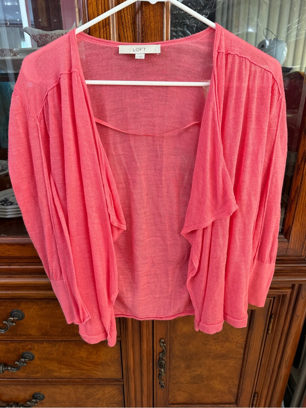 LOFT Coral Open Drape Lightweight Cardigan